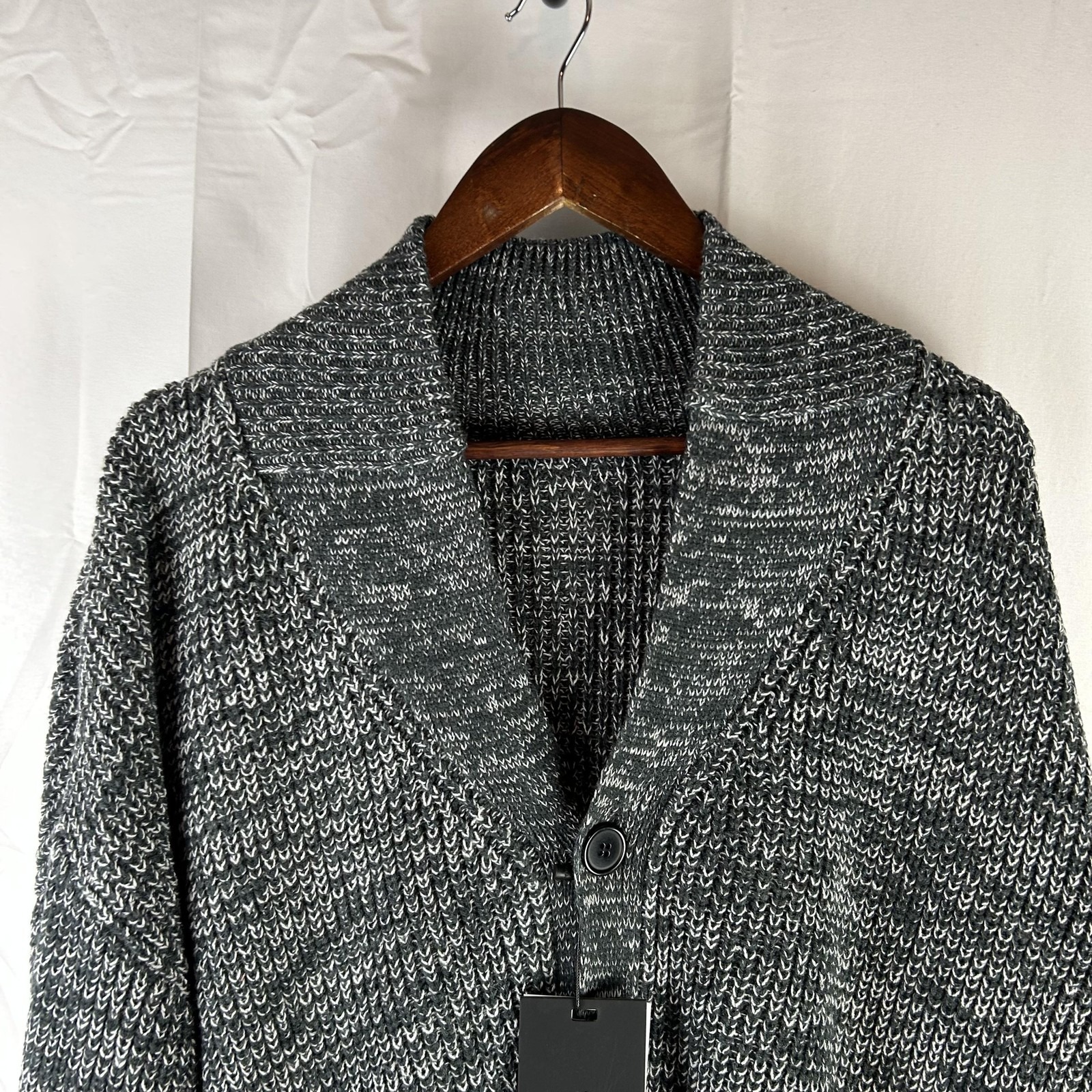 West Louis Sweater Mens L Gray Shawl Collar Button Front Knit Cardigan Oversize — image 2 of 8
